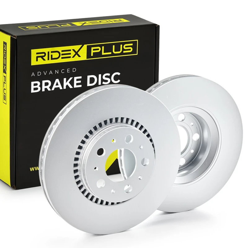 Image of RIDEX PLUS 82B0182P Brake disc Front Axle, Vented, Grey Cast Iron, Coated, without wheel hub Grey Cast Iron Brake Disc (82)