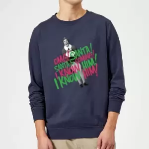 Image of Elf Santa! I Know Him! Christmas Sweatshirt - Navy - XXL