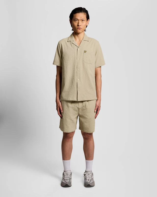 Image of Lyle & Scott Mens Textured Resort Shorts in Beige