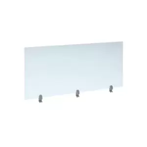 Image of Straight high desktop acrylic screen with silver brackets 1600mm x 700mm
