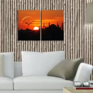 Image of 2P3040CS-141 Multicolor Decorative Canvas Wall Clock (2 Pieces)
