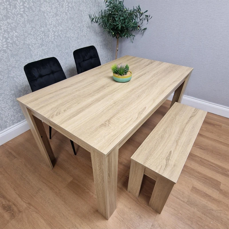 Image of KOSY KOALA Dining Table Set with 2 Chairs Dining Room and Kitchen table set of 2, and Bench Beige unisex