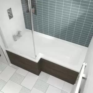 Image of 1700mm x 850mm Left Hand Square Shower Bath - WBS1785L - White - Nuie