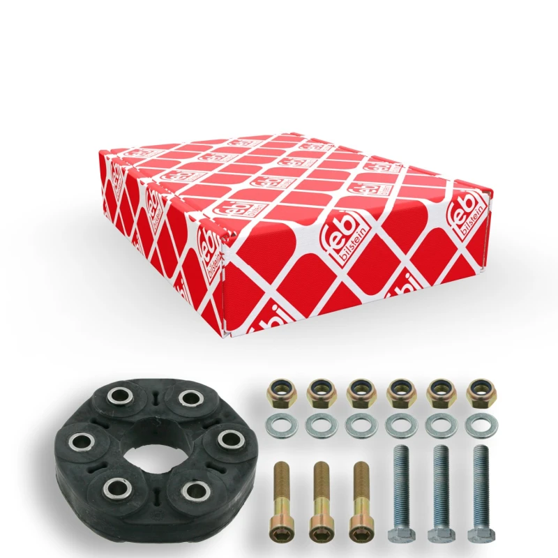 Image of FEBI BILSTEIN 19109 Drive Shaft Coupler with washers, with nuts, Front, Bolt Hole Circle Ø: 100mm, OE Turbo NEW Joint,propeller shaft (1427)