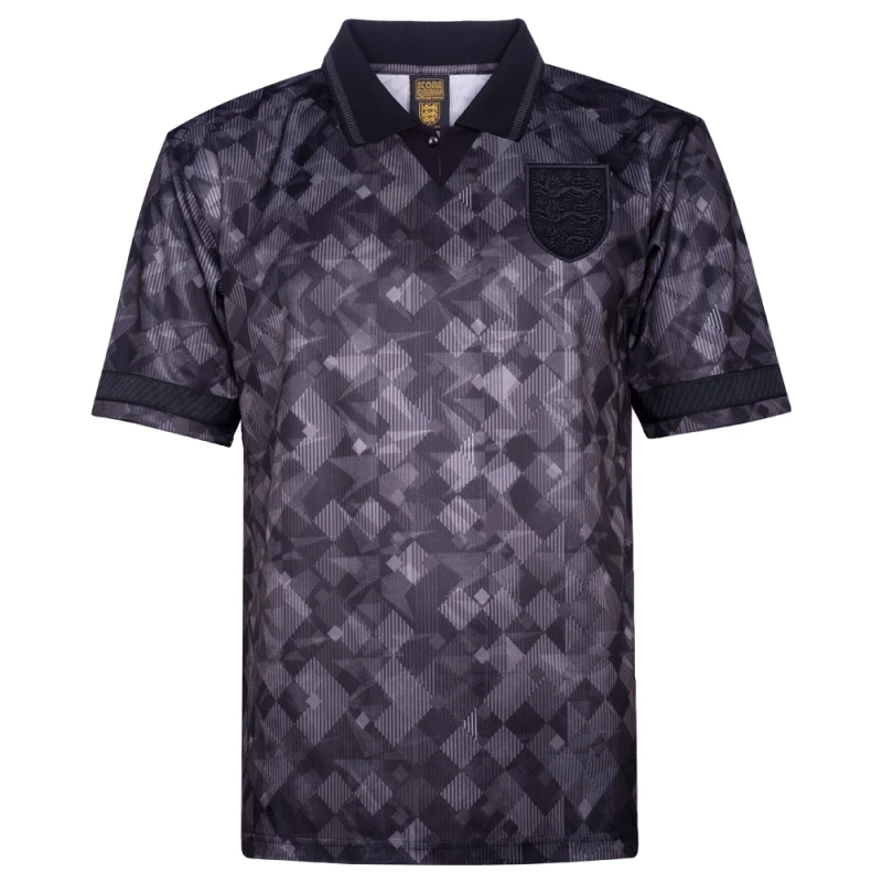 Image of Score Draw England 1990 Black Out Retro Football Shirt ENG90TBOUTPYSS-S S Mens Sportswear