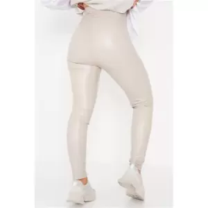 I Saw It First Grey Faux Leather Ruched Bum Leggings - Grey