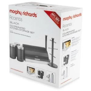 image of Morphy Richards 6 Piece Kitchen Storage Set - Black