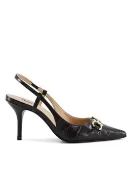 image of Dune London Dune London Click Leather Snaffle Point Slingback, Black, Size 4, Women