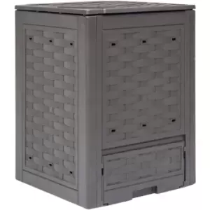 Image of Garden Composter Brown 60x60x83cm 300 l Plastic Rattan Vidaxl Brown