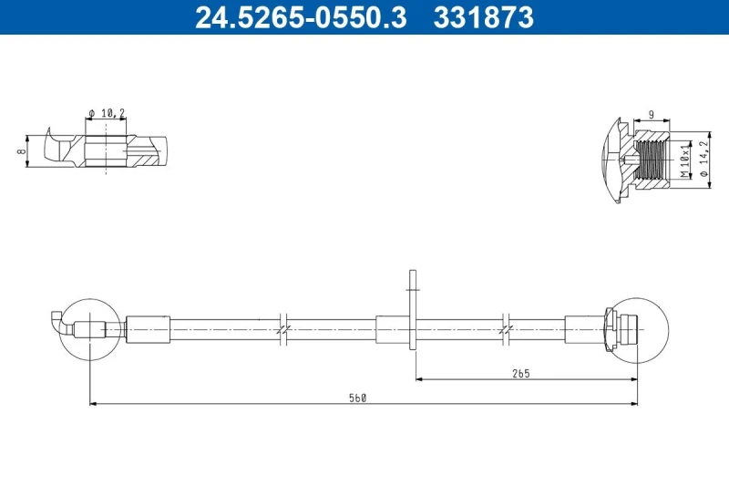 Image of ATE 24.5265-0550.3 Brake Hose without banjo bolt Brake Hose (83)