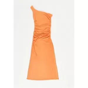 Missguided Shoulder Ruched Maxi Dress Slinky - Orange