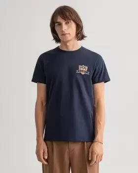 Image of GANT Men Banner Shield T-Shirt (L) Blue