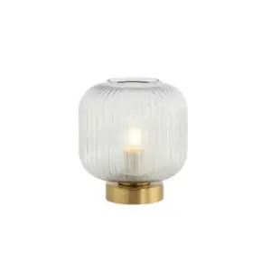 image of Ymittos Cylindrical Table Lamp E27 Max 40W Glass Brass On/Off Switch