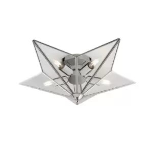 Image of Star Flush Fitting 5 Light - Chrome with Clear Glass Panels