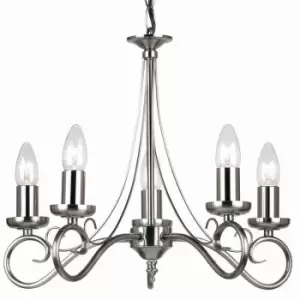 image of Hanging Flush Ceiling Pendant 5 Light ANTIQUE SILVER Chandelier Lamp Bulb Holder