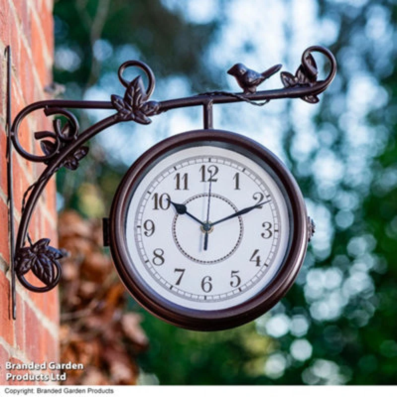 Image of Garden Gear Aldbury Double-Sided Garden Clock Outdoor Wall Mounted Victorian Design