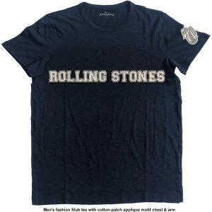 Image of The Rolling Stones - Logo & Tongue Unisex Large T-Shirt - Blue