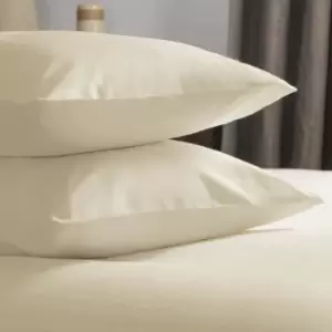 Image of Belledorm Brushed Cotton Housewife Pillowcase (Pair) (One Size) (Cream) - Cream
