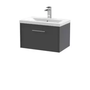 Hudson Reed Juno 600mm Wall Hung Single Drawer Vanity & Mid-Edge Basin - Graphite Grey