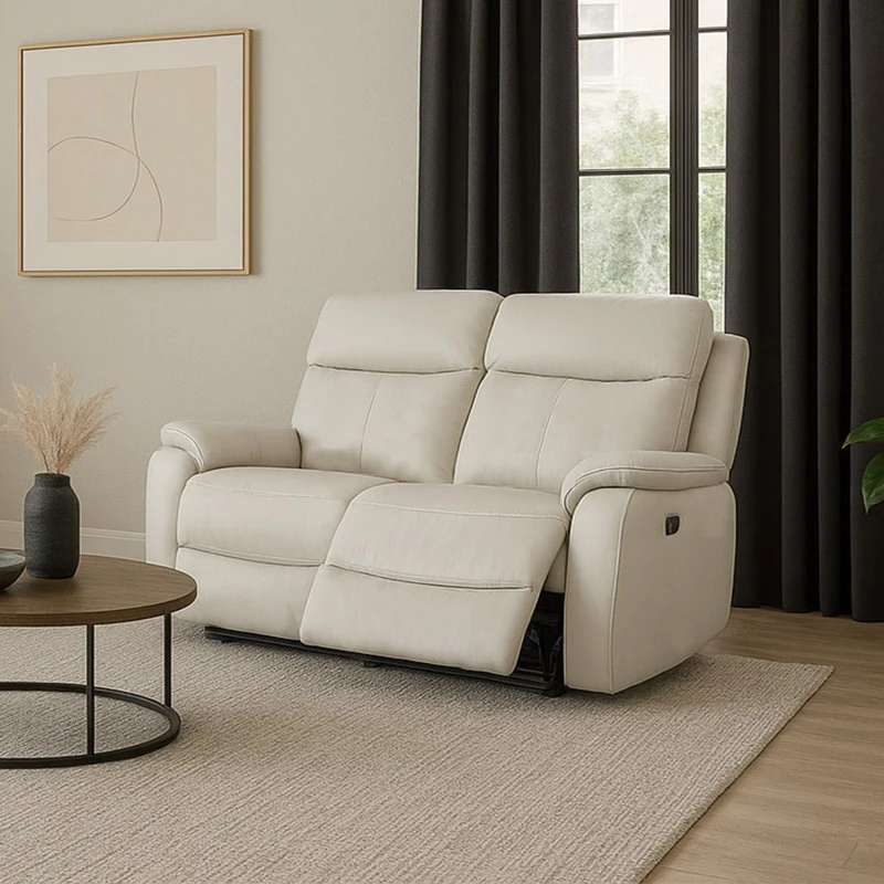 Image of Aspire Aspire Kingsmere 2 Seater Power Recliner Sofa in Real Leather in Light Grey Light Grey 2 Seater Unisex 5057632315175