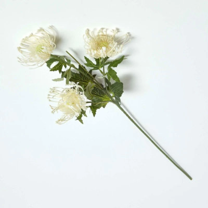 Image of Homescapes Cream Protea Spray Single Stem Flower 65cm Cream