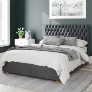 Image of Aspire Monroe Upholstered Ottoman Bed Velvet Steel King