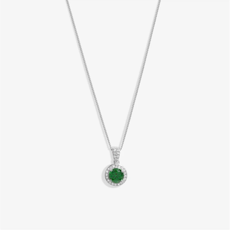 Image of Simply Silver Sterling Silver 925 Cubic Zirconia Emerald Halo Pendant Silver female