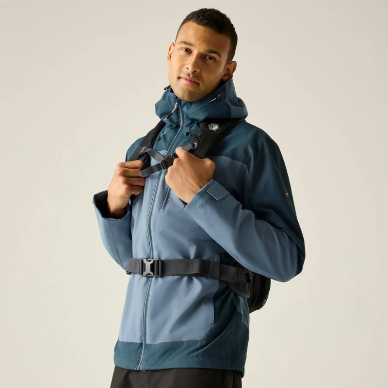Image of Regatta Mens Highton Stretch Waterproof Shell in Mid Blue Size: XL Mid Blue Male XL