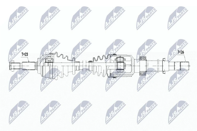 Image of NTY NPW-RE-067 Drive shaft Front Axle Right, with bearing(s) Drive Shaft (13)