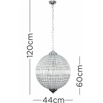 image of Globe K9 Crystal Jewel Chrome Ceiling Light - No Bulb