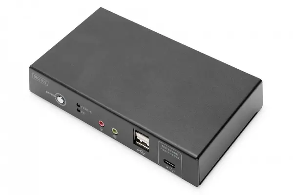 image of DIGITUS (DS-12901) KVM Switch, 2 Port, 4K@30Hz, USB-C/USB/HDMI in, HDMI out, Network