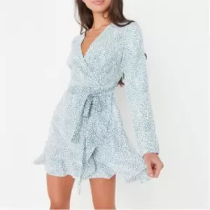 image of Missguided Hem Wrap Tea Dress Sprinkle - Blue