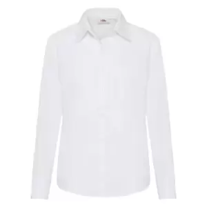 Image of Fruit Of The Loom Ladies Lady-Fit Long Sleeve Poplin Shirt (3XL) (White)