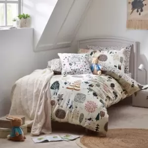 image of Peter Rabbit Scandi Woods Natural Duvet Cover and Pillowcase Set Natural