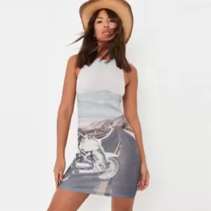 image of Missguided Racer Neck Graphic Dress - Multi