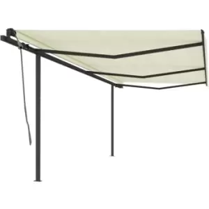 image of Vidaxl - Manual Retractable Awning with Posts 6x3 m Cream Cream