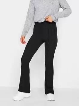 image of PixieGirl Petite Ribbed Flare Trouser, Black, Size 12, Women