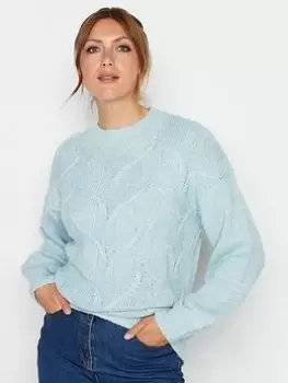 Image of Long Tall Sally Blue Chunky Cable Knit Jumper, Blue, Size 14-16, Women