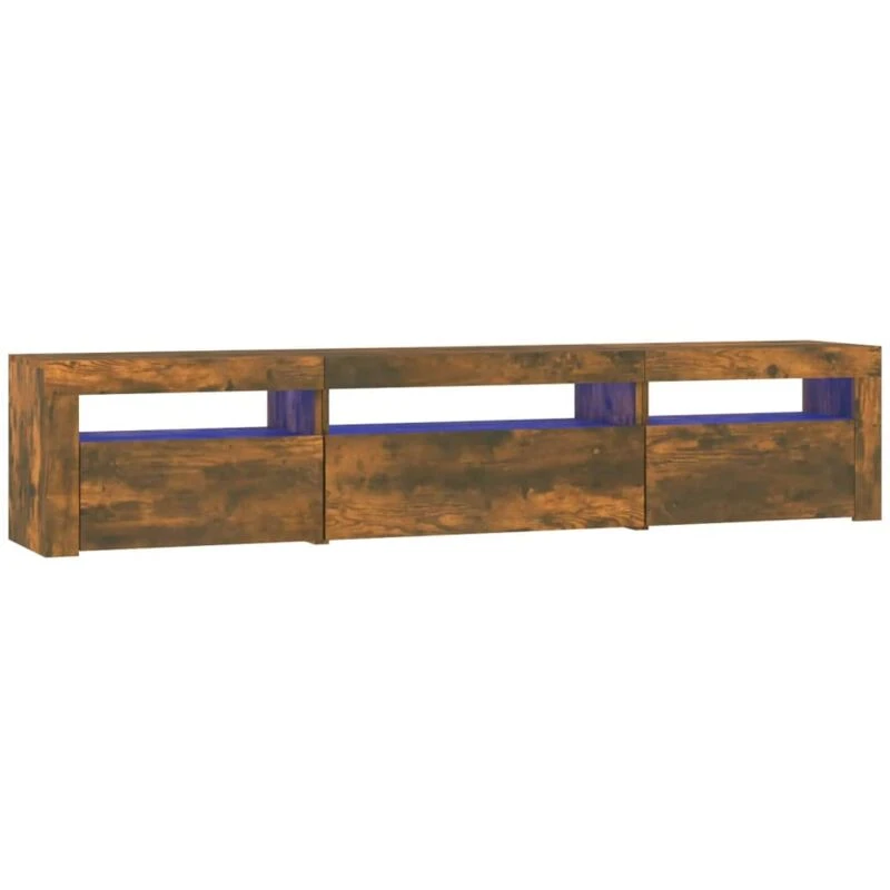Image of vidaXL TV Cabinet with LED Lights Smoked Oak 195x35x40 cm, Brown 3152743