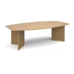 Image of Arrow head leg radial boardroom table 2400mm x 800/1300mm - oak