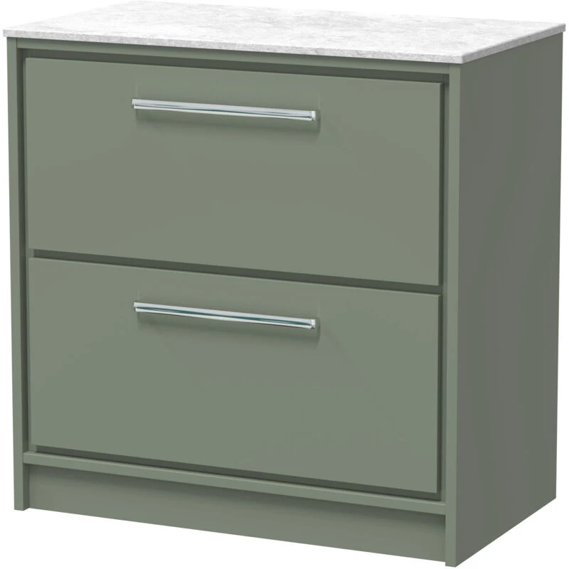 Image of Balterley 800mm Floor Standing 2-Drawer Vanity with Marble Worktop - Fern Green Green Unisex