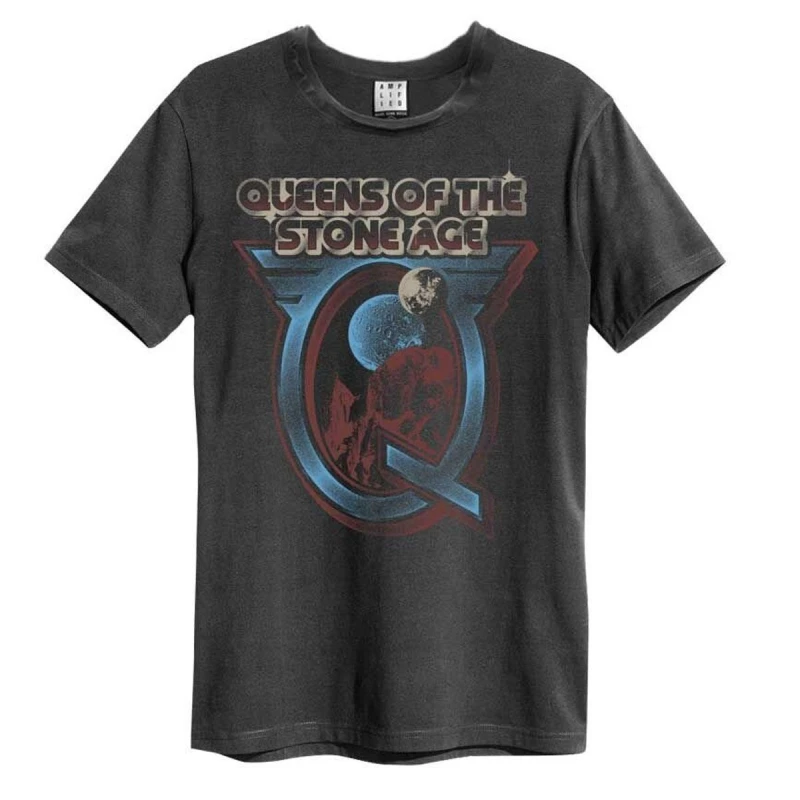 Image of Amplified Amplified Men Outer Space Queens Of The Stone Age T-Shirt in Charcoal Size: X-Small Charcoal XS Male 5059699798779