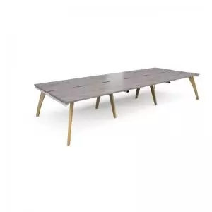 Image of Fuze triple back to back desks 4200mm x 1600mm - white frame and grey
