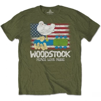 Image of Woodstock - Flag Unisex Large T-Shirt - Green