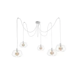 Luna Cluster Pendant Ceiling Light White, 5x E27