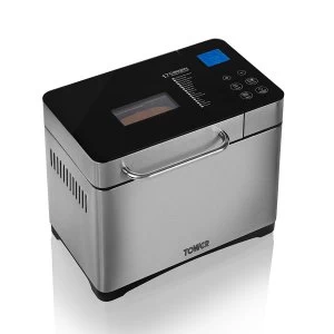 image of Tower T11002 1L Digital Bread Maker with 17 Pre-Set Functions - Stainless Steel