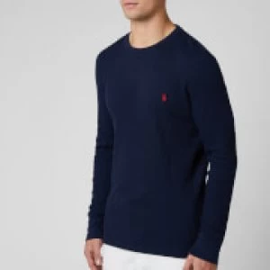 Image of Polo Ralph Lauren Mens Long Sleeve Top - Cruise Navy/Heart Red - M - Blue