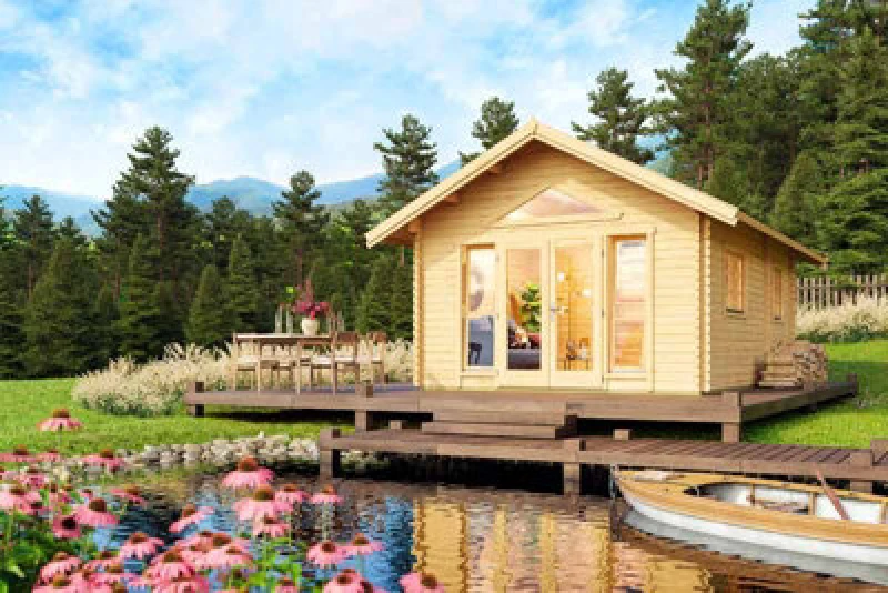 Image of Lasita Maja Caroline 2 + Window Set 2-Log Cabin, Wooden Garden Room, Timber Summerhouse, Home Office - L675 X W489.9 X H330.6 Cm