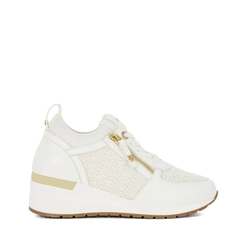 Image of Dune London Womens Eilisia Lace Up Wedge Trainers White female 4 (37)