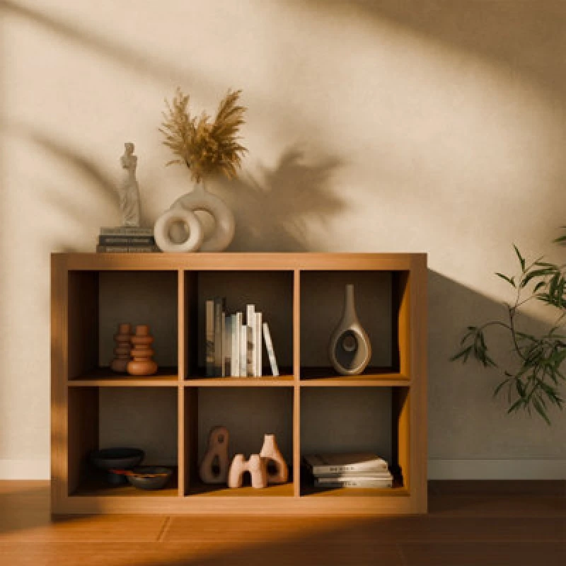 Image of 2-Level Bookshelf With 6 Compartments Brown - Sweeek